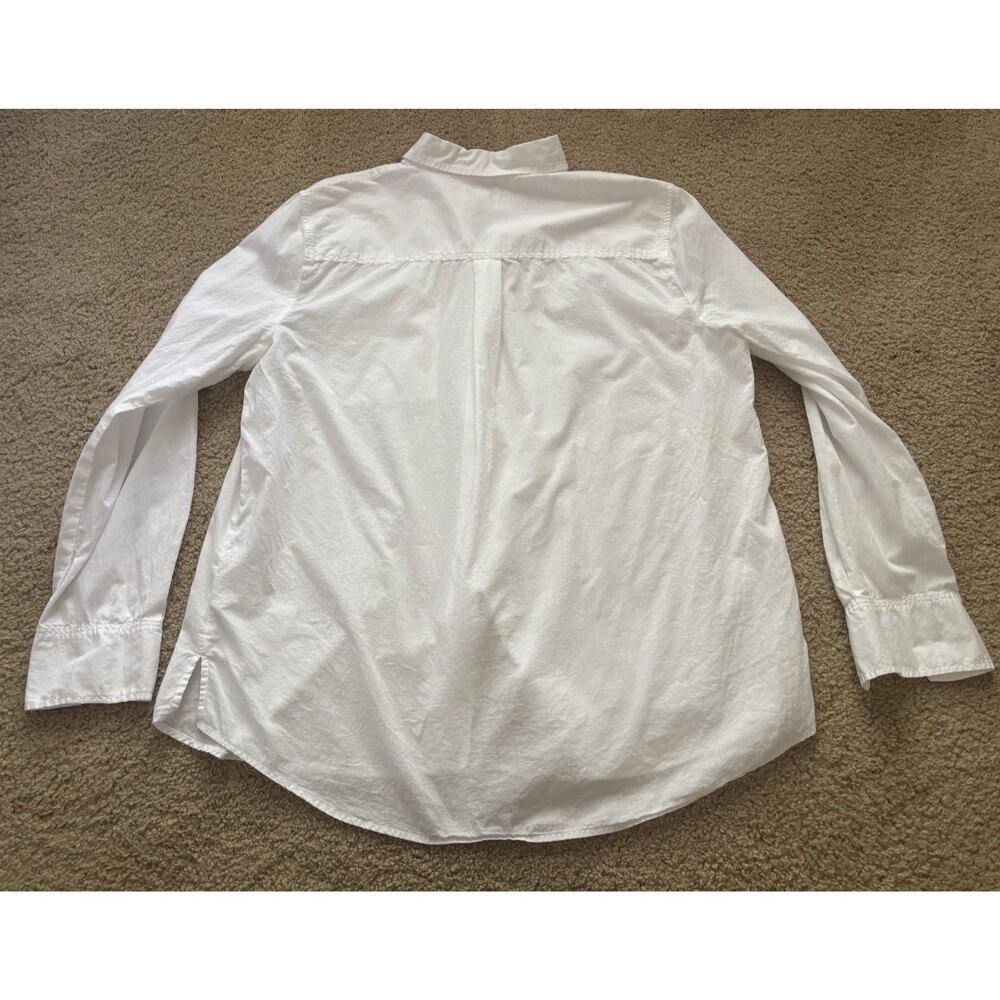 J Crew Women Basic Button-Up White Cotton Collared Long Sleeve Size M - Picture 6 of 6